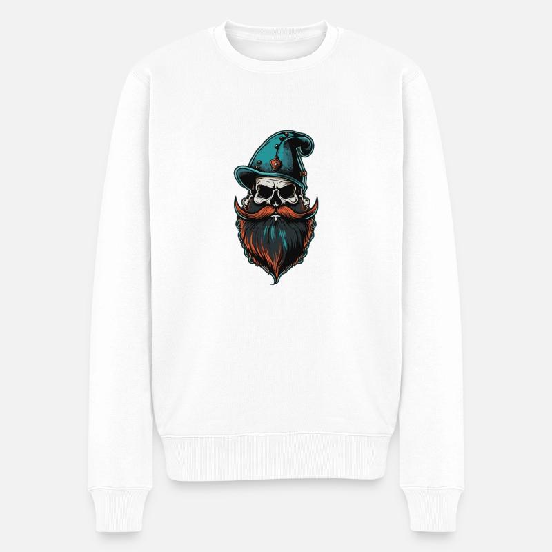 Old Skull Beard - Männer Premium Bio Pullover - Weiß