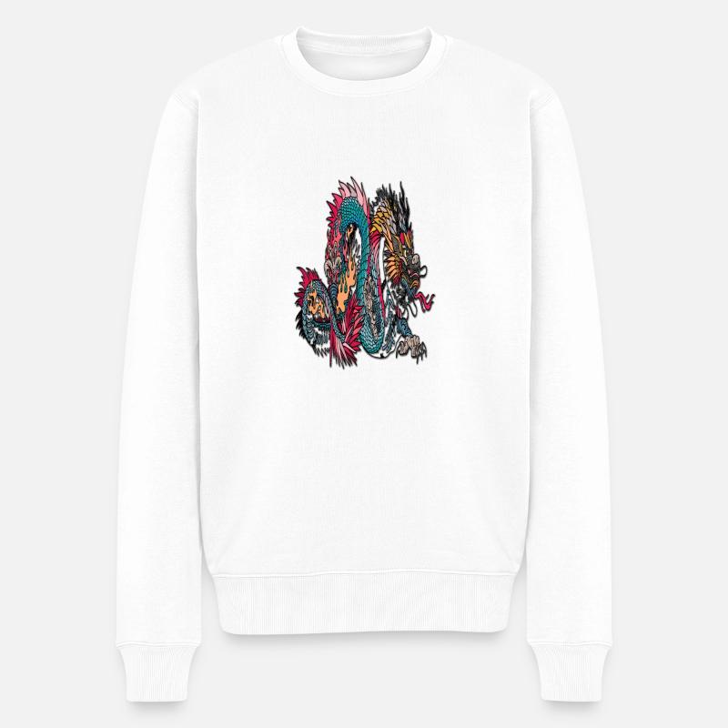 Drache - Männer Premium Bio Pullover - Weiß