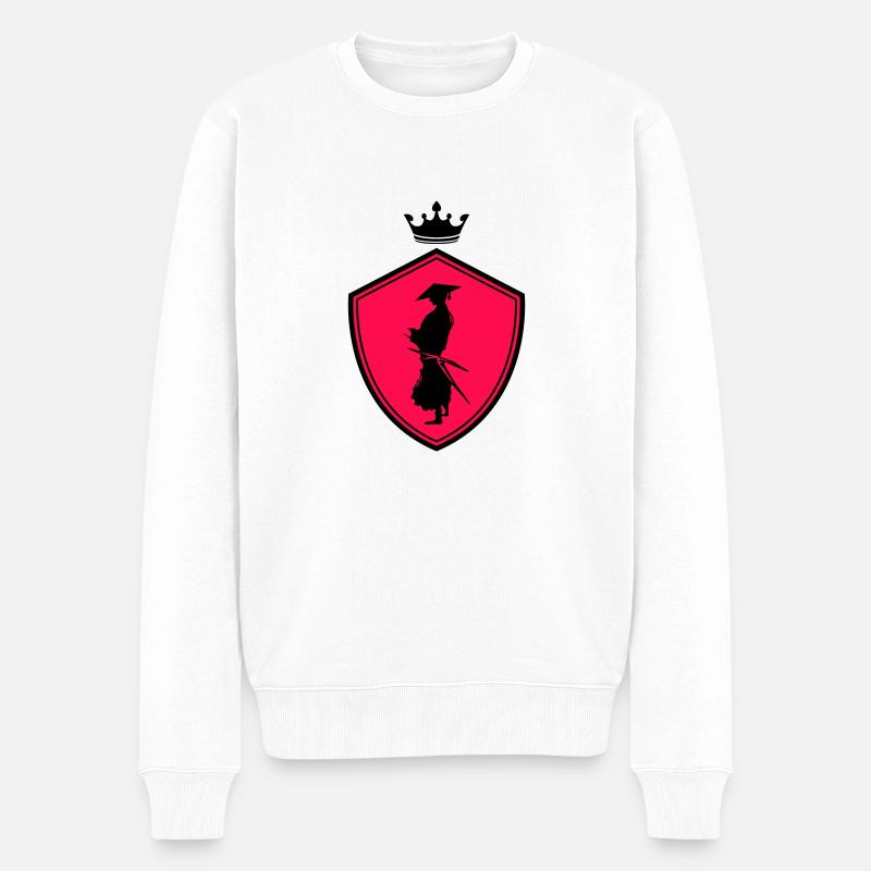 samurai warrior wappen - Männer Premium Bio Pullover - Weiß