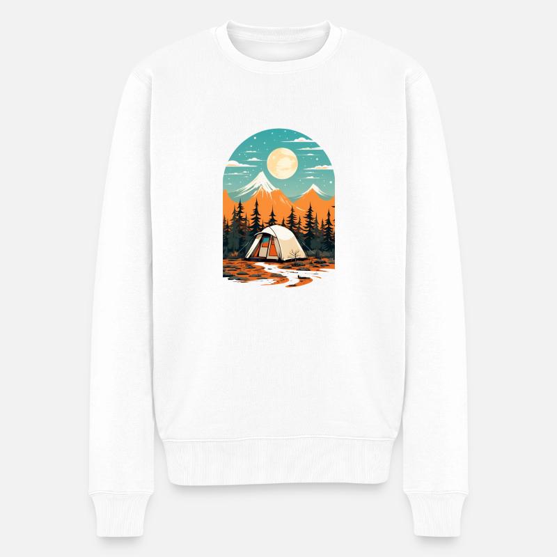 Conception de camping rétro - Pull Premium bio Homme - blanc