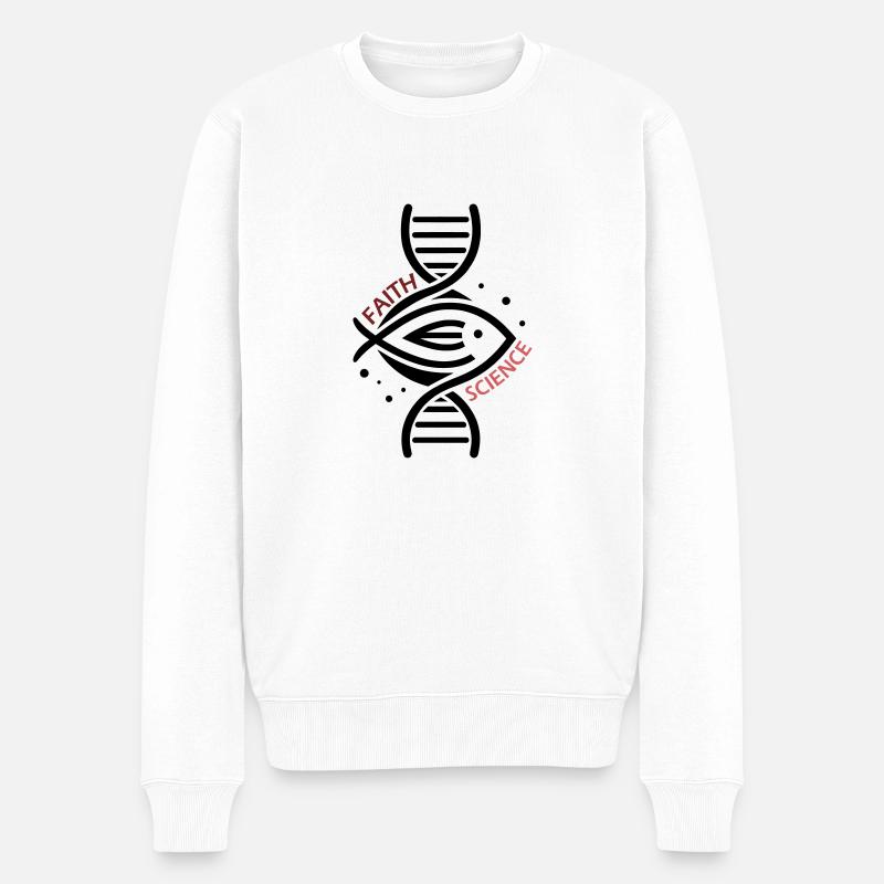 Science & Faith - DNA & Fisch. - Männer Premium Bio Pullover - Weiß