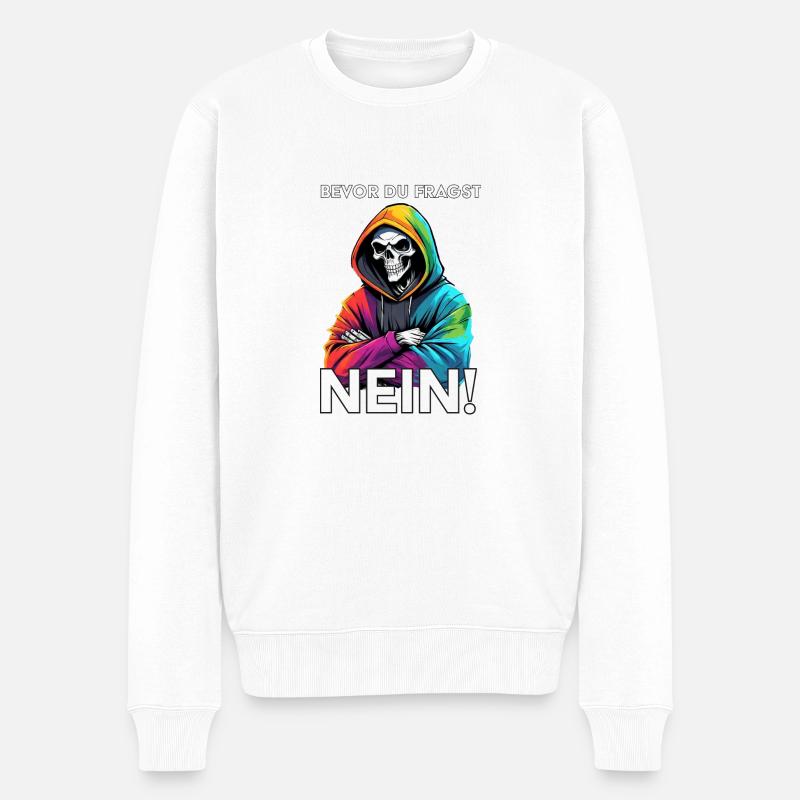 Bevor du fragst NEIN Lustiger Spruch - Männer Premium Bio Pullover - Weiß