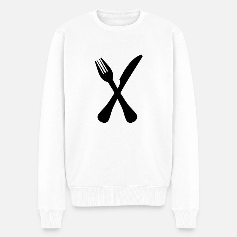 Besteck - Männer Premium Bio Pullover - Weiß