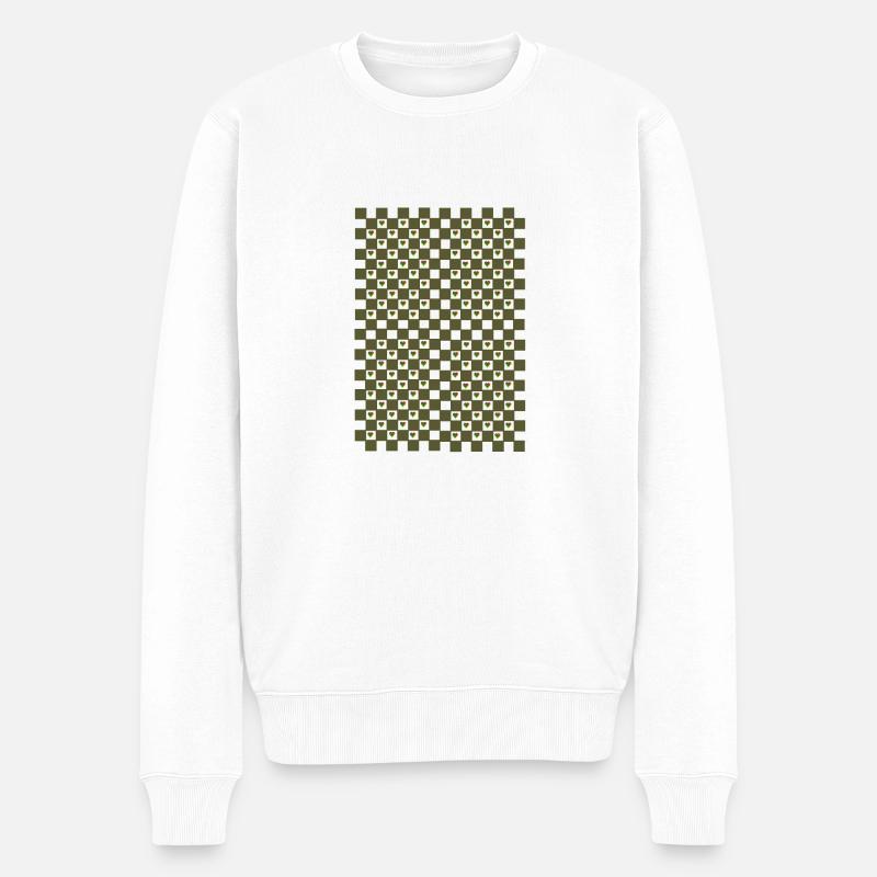 Herz-Design - Männer Premium Bio Pullover - Weiß