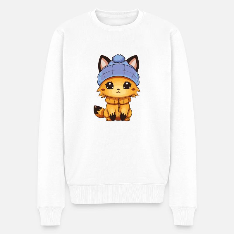 Fuchs Comic - Männer Premium Bio Pullover - Weiß