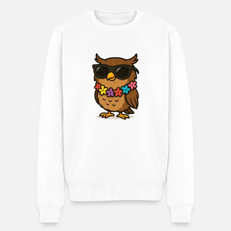 eule sonnenbrille - Männer Premium Bio Pullover - Weiß