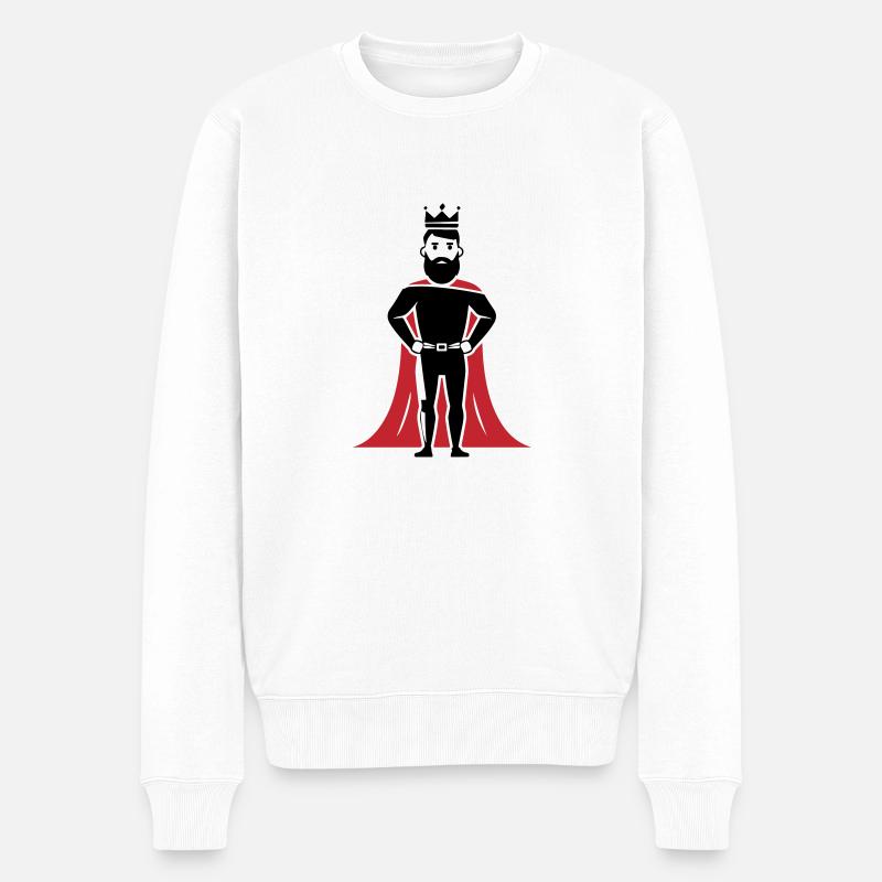 König - Männer Premium Bio Pullover - Weiß