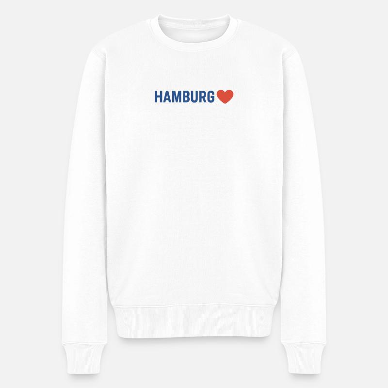 Hamburg Herz - Männer Premium Bio Pullover - Weiß