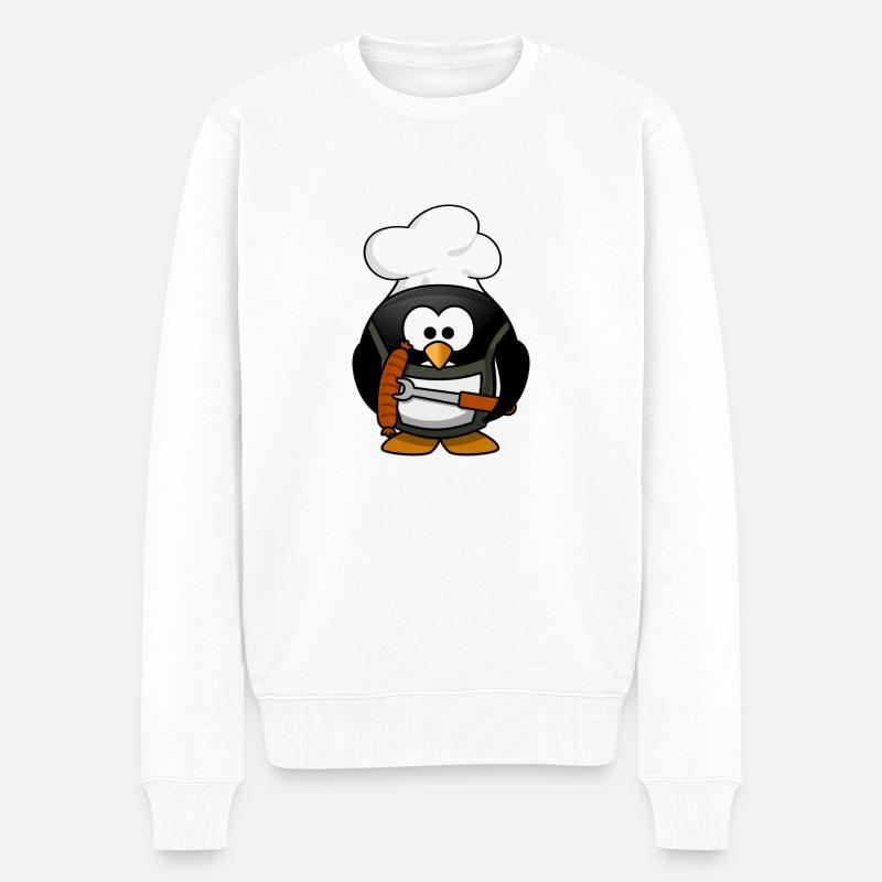 Grillpinguin - Männer Premium Bio Pullover - Weiß
