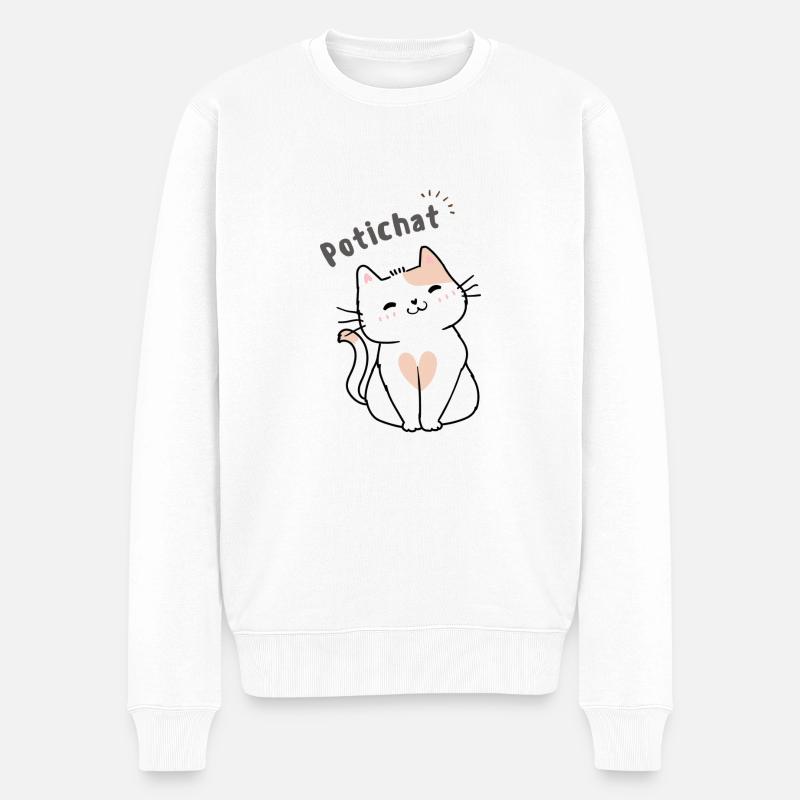 Potichat - Männer Premium Bio Pullover - Weiß