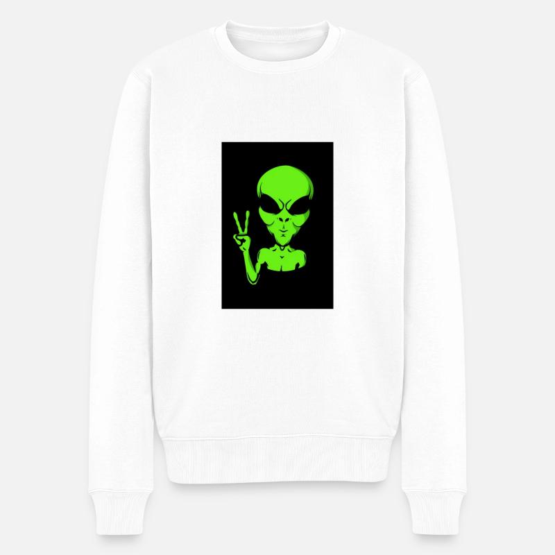 Außerirdischer - Männer Premium Bio Pullover - Weiß