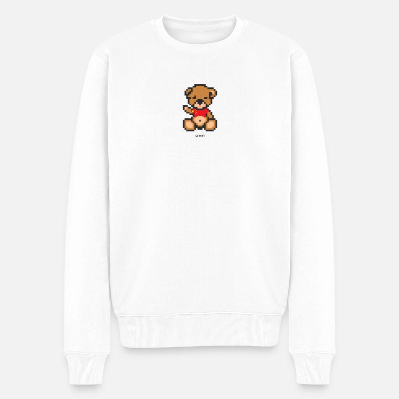 Pixel MiniBear China - Pull Premium bio Homme - blanc