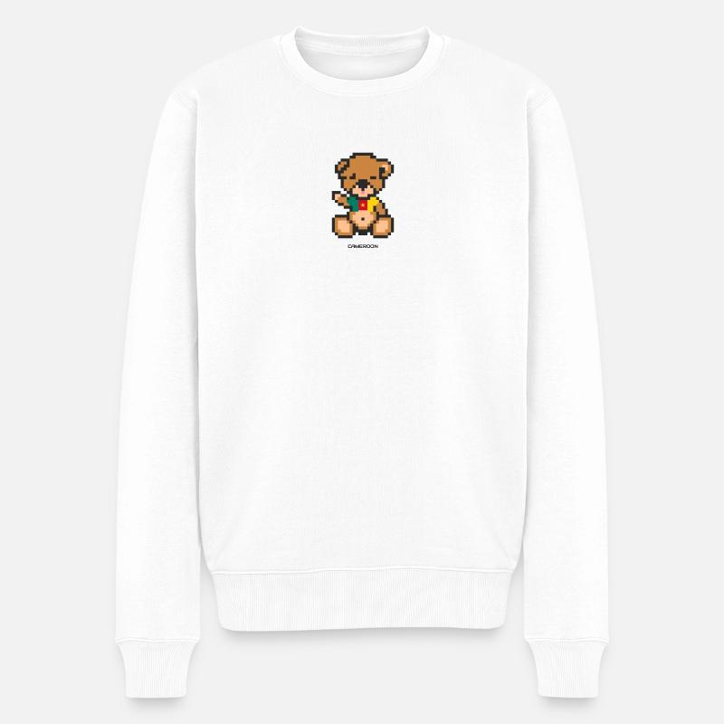 Pixel MiniBear Cameroon - Pull Premium bio Homme - blanc