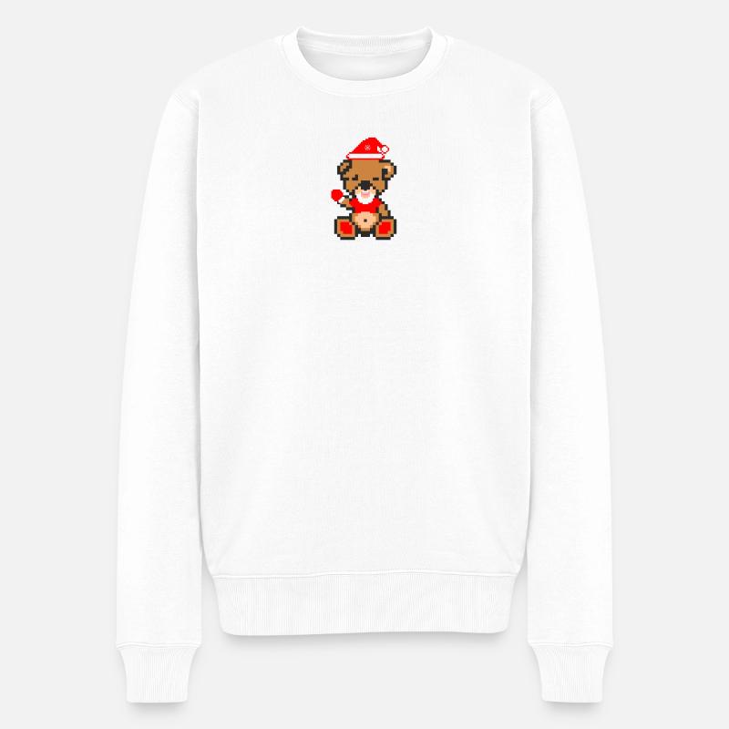 Pixel MiniBär Weihnachten - Männer Premium Bio Pullover - Weiß