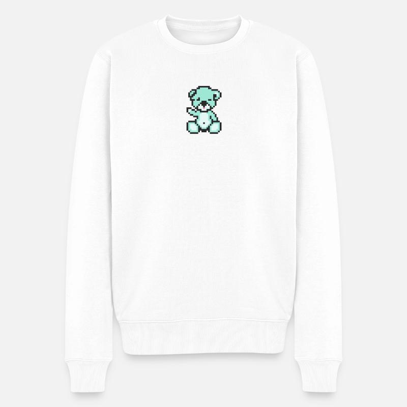 Pixel MiniBear Pastel Green - Pull Premium bio Homme - blanc