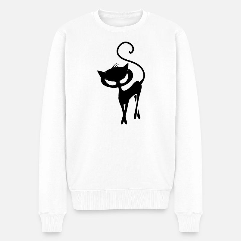Un chat noir - Pull Premium bio Homme - blanc