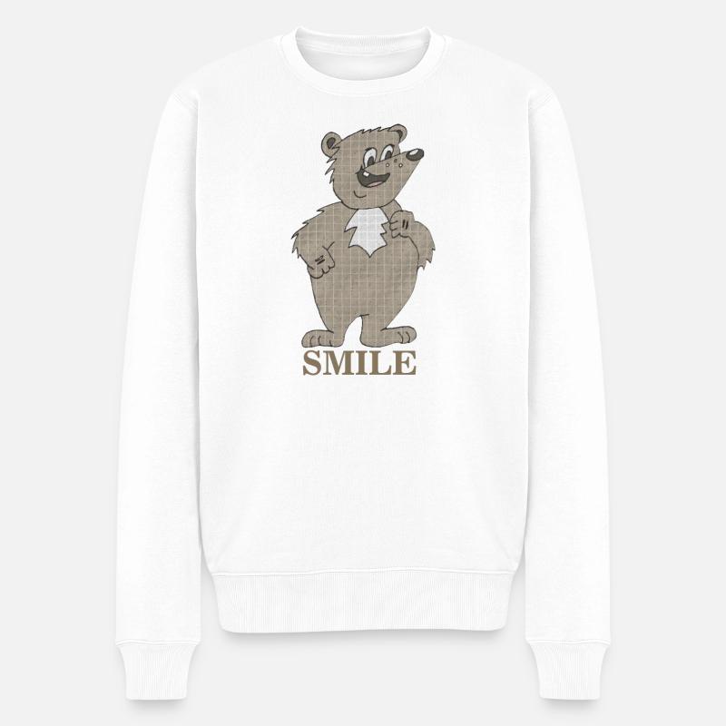 Bär SMILE - Männer Premium Bio Pullover - Weiß