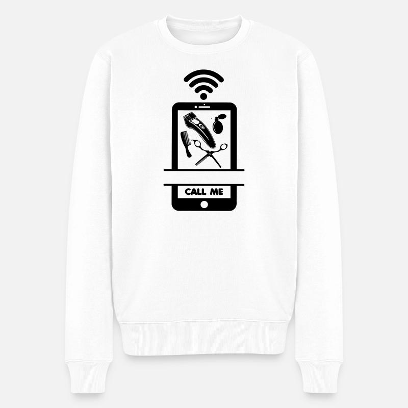 Anruf Telefon Friseur Haarschnitt - Männer Premium Bio Pullover - Weiß