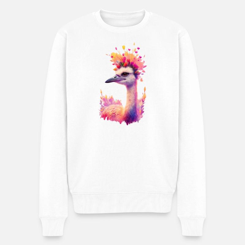 Kranich - Männer Premium Bio Pullover - Weiß