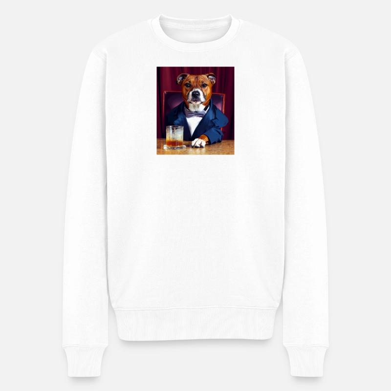Gentleman Hund im Smoking - Männer Premium Bio Pullover - Weiß