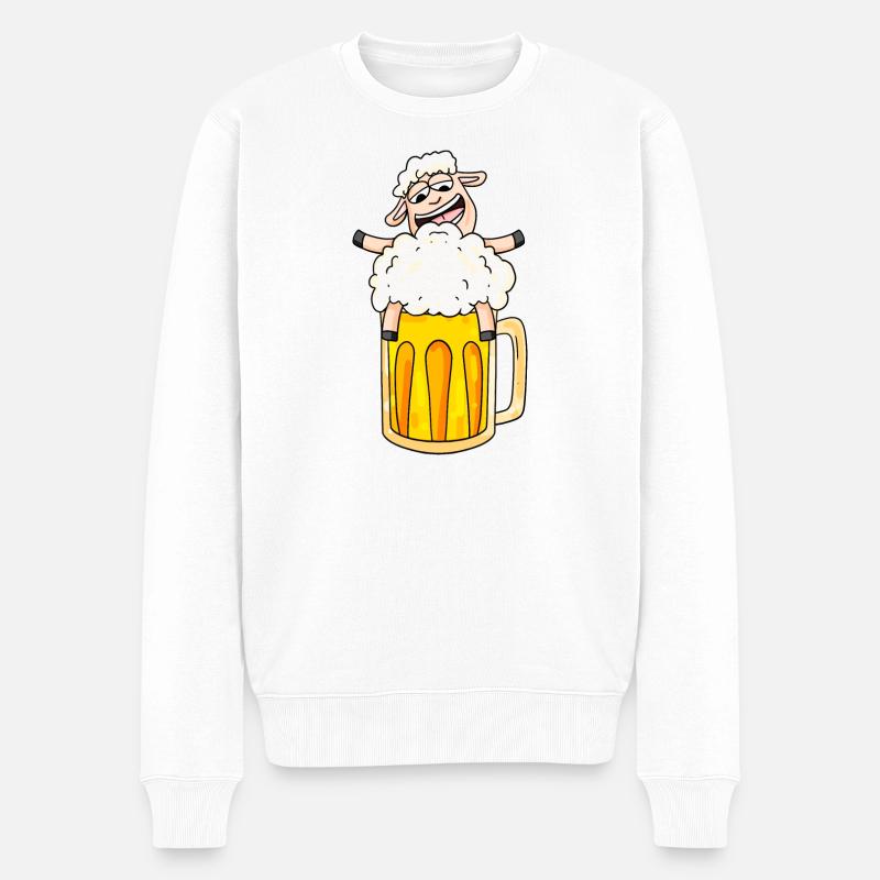Bier Schaf Comic - Männer Premium Bio Pullover - Weiß