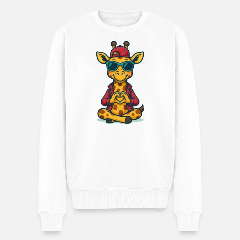 Giraffe in Love - Männer Premium Bio Pullover - Weiß