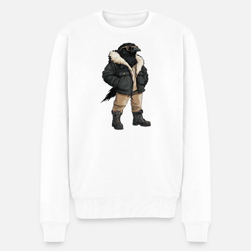 Rabe Krähe Cool Winter - Männer Premium Bio Pullover - Weiß