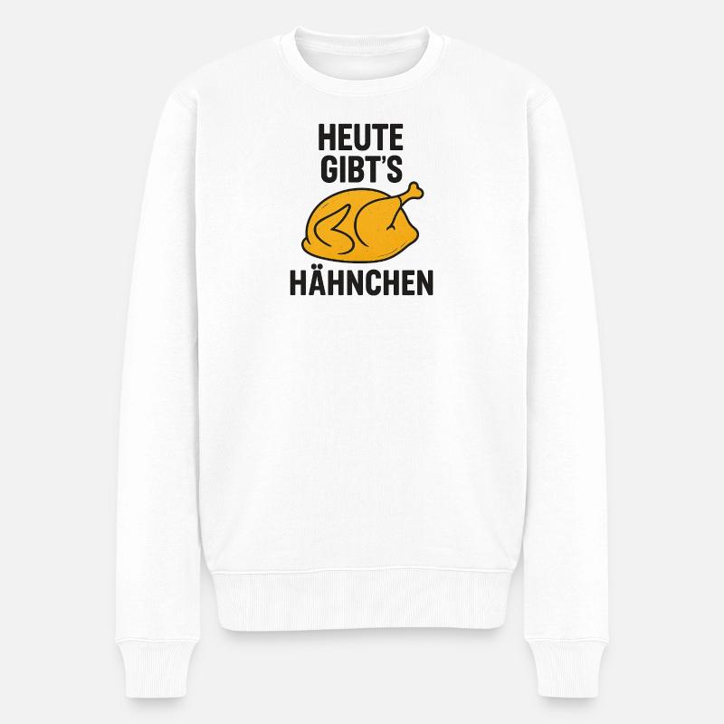 Heute_gibts_Hähnchen - Männer Premium Bio Pullover - Weiß