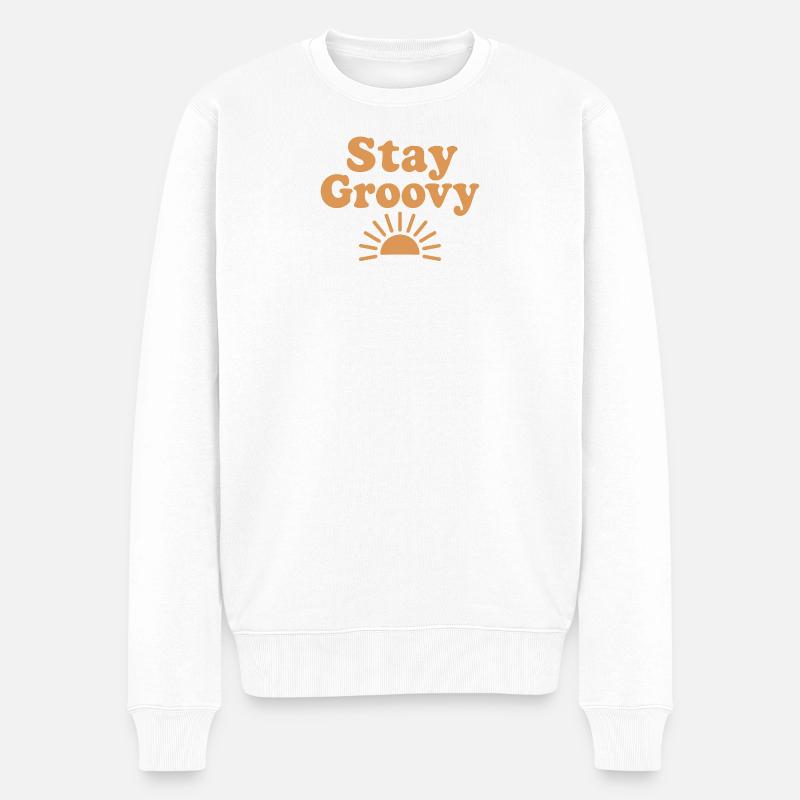 Stay Groovy Sunset - Männer Premium Bio Pullover - Weiß