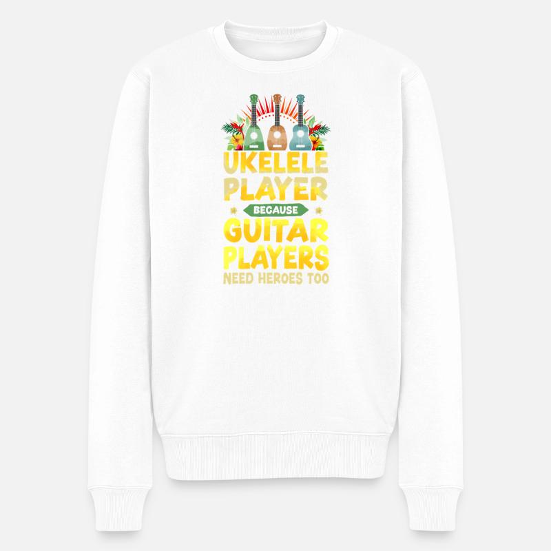 Hawaiian Ukulele Uke Ukulele - Männer Premium Bio Pullover - Weiß