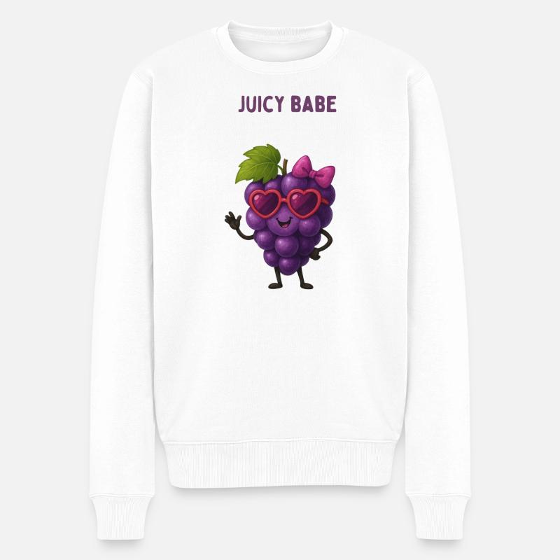 Juicy Babe Traubenheldin - Männer Premium Bio Pullover - Weiß