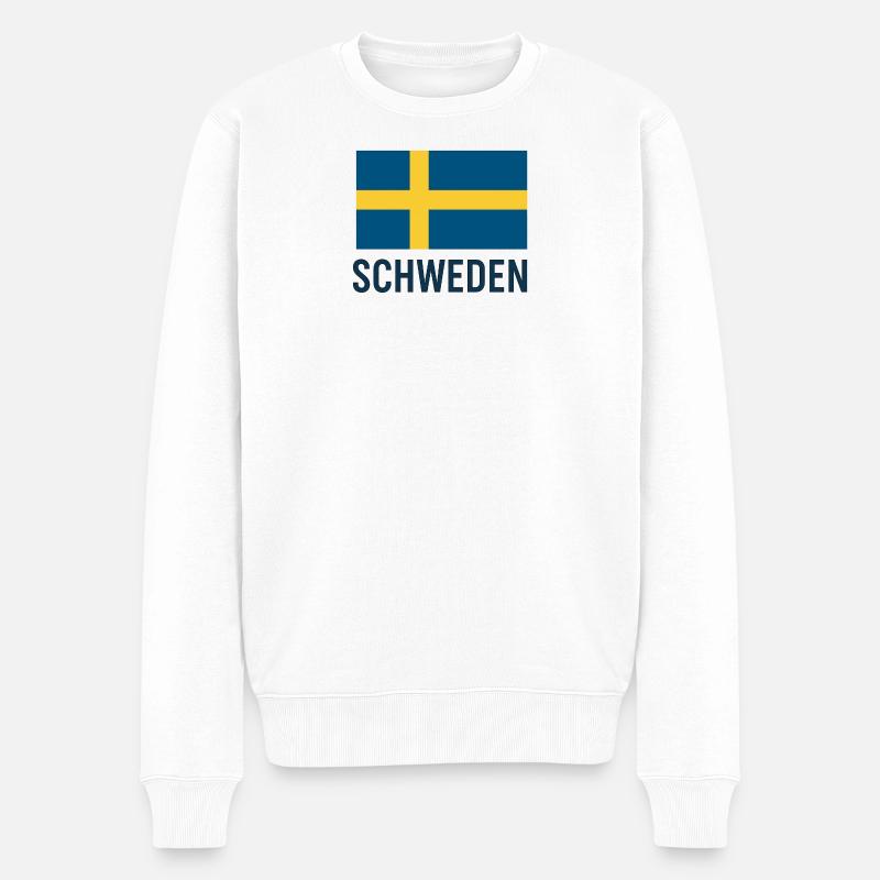 Schwedenflagge mit gelbem Kreuz - Männer Premium Bio Pullover - Weiß