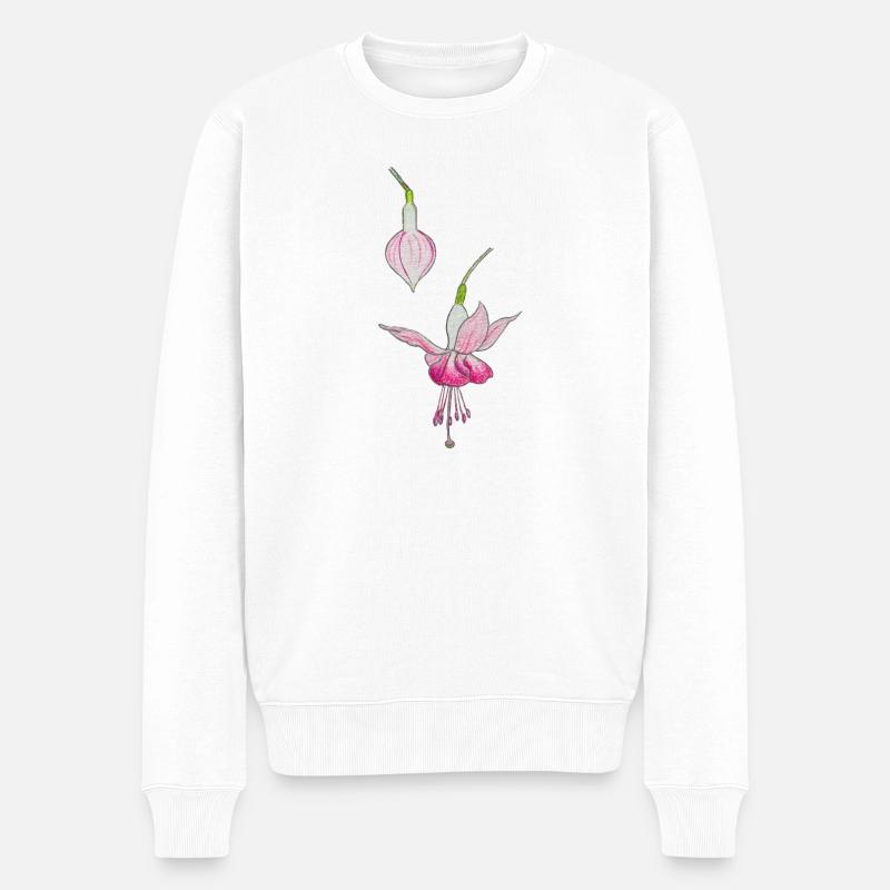 Fuchsienblüte - Männer Premium Bio Pullover - Weiß