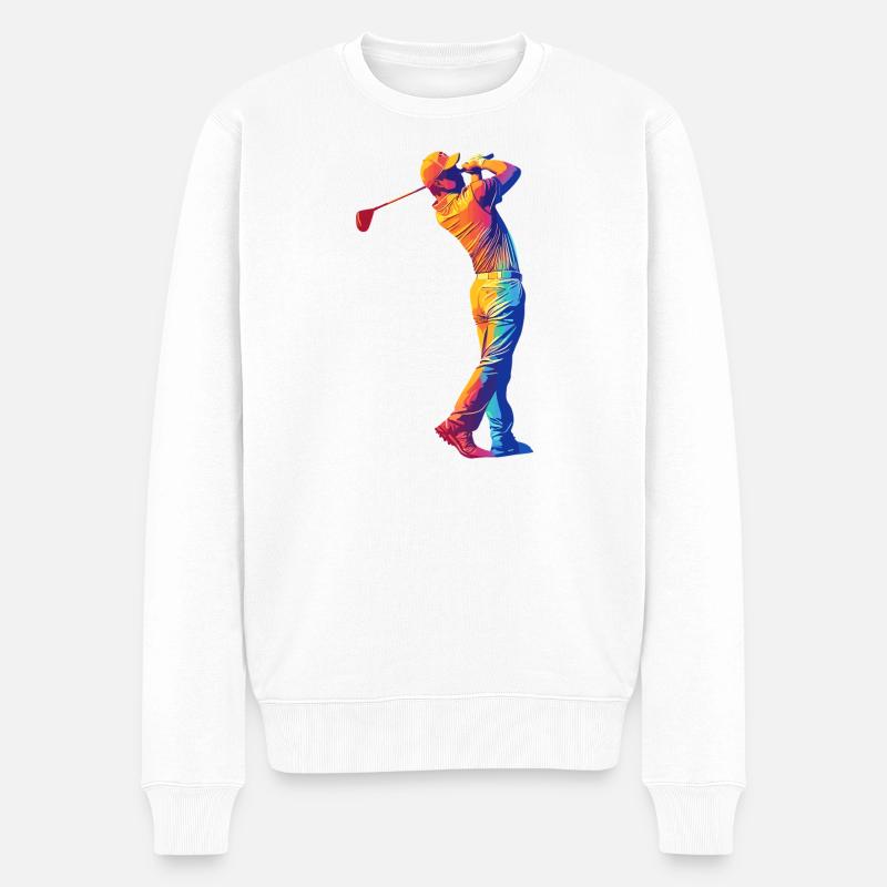Swing arc-en-ciel du golfeur - Pull Premium bio Homme - blanc