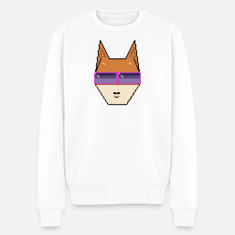 Retro Shiba: Cool 80s Pixel Art Dog Design - Männer Premium Bio Pullover - Weiß