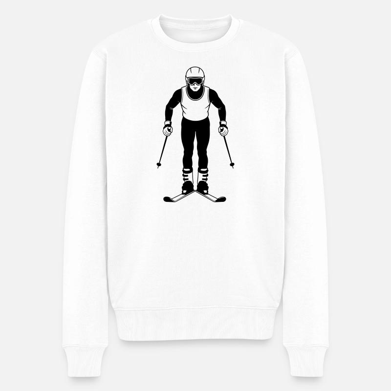 Skifahren - Männer Premium Bio Pullover - Weiß