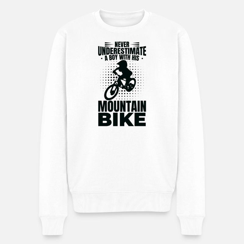 Mountainbike Junge - Männer Premium Bio Pullover - Weiß