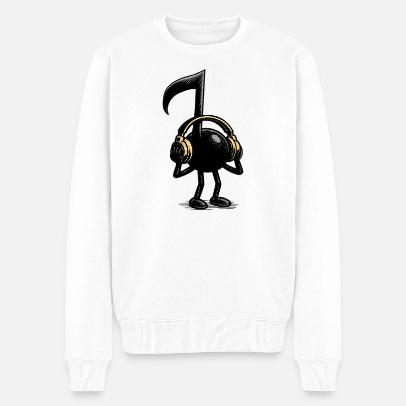 Musiknote - Männer Premium Bio Pullover - Weiß