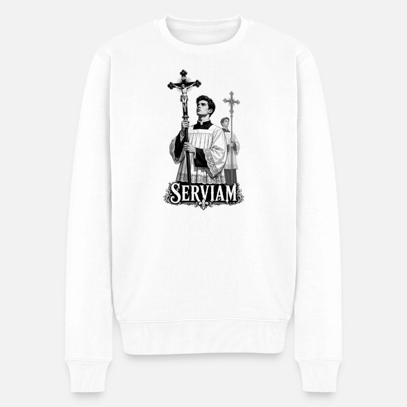 Serviam - Katholisch - Männer Premium Bio Pullover - Weiß