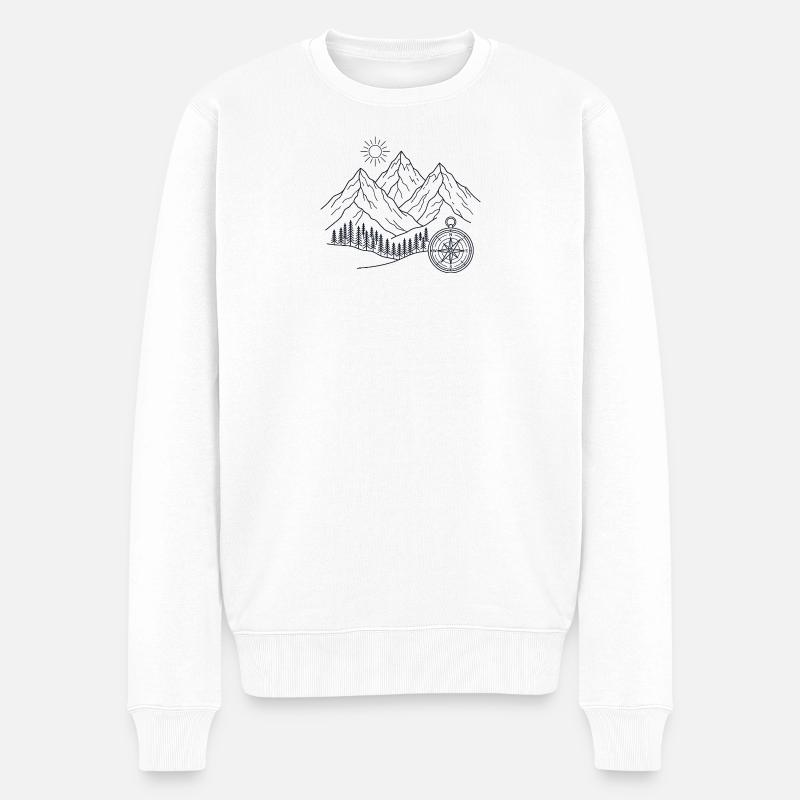 Berglandschaft Kompass - Männer Premium Bio Pullover - Weiß