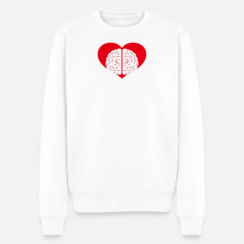 Brain Heart Union - Männer Premium Bio Pullover - Weiß