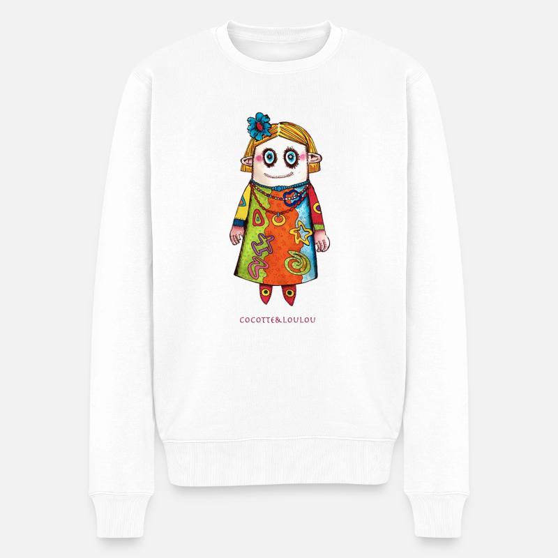 Vauda die Puppe - Männer Premium Bio Pullover - Weiß