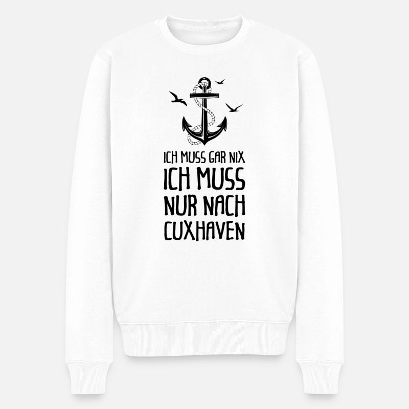 Cuxhaven Geschenk Spruch - Männer Premium Bio Pullover - Weiß