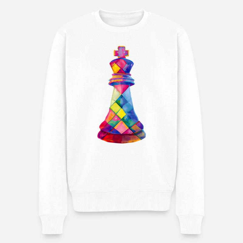 Kunst Schachfigur König - Männer Premium Bio Pullover - Weiß