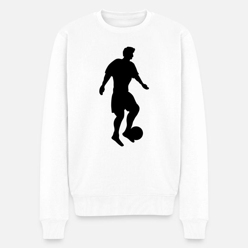 Fussballer silhouette 001 - Männer Premium Bio Pullover - Weiß