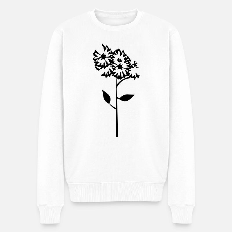 Blume mit Stiel - Männer Premium Bio Pullover - Weiß