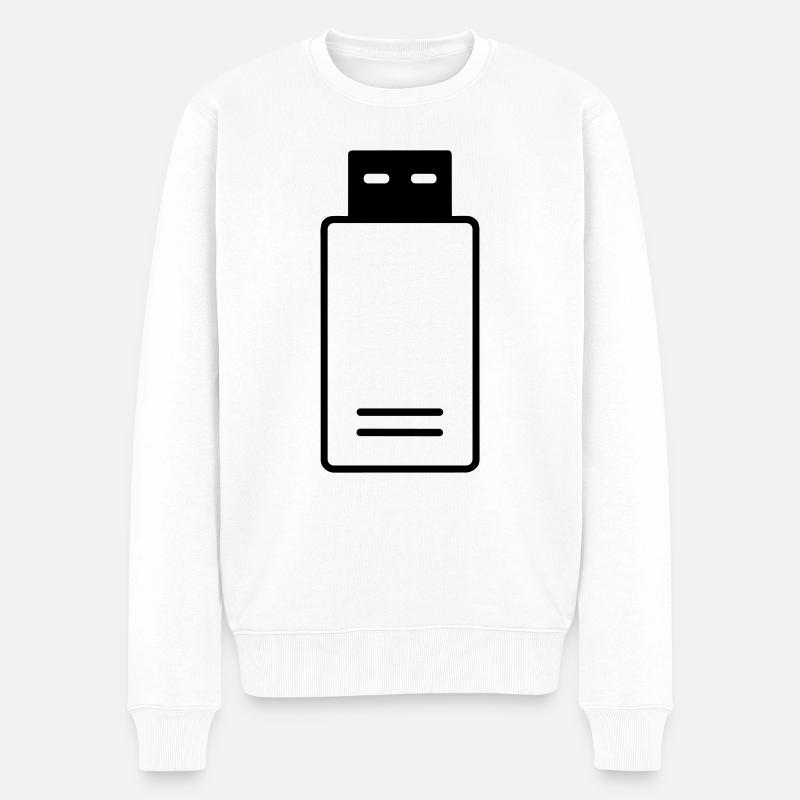 USB-Stick - Männer Premium Bio Pullover - Weiß