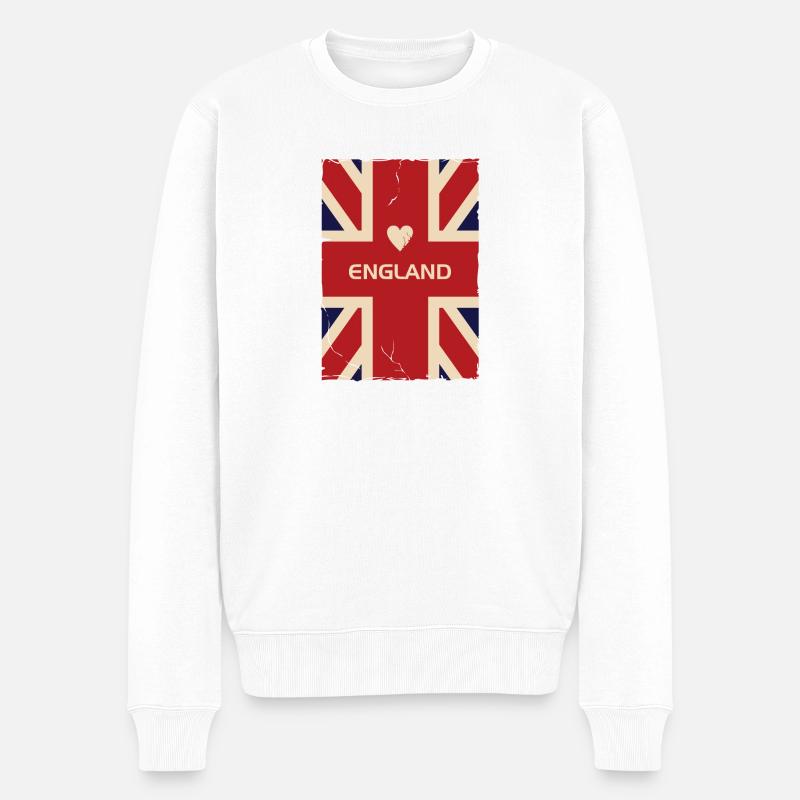 Ich Liebe England - Männer Premium Bio Pullover - Weiß