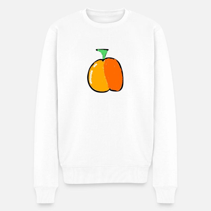 Pfirsich - Männer Premium Bio Pullover - Weiß