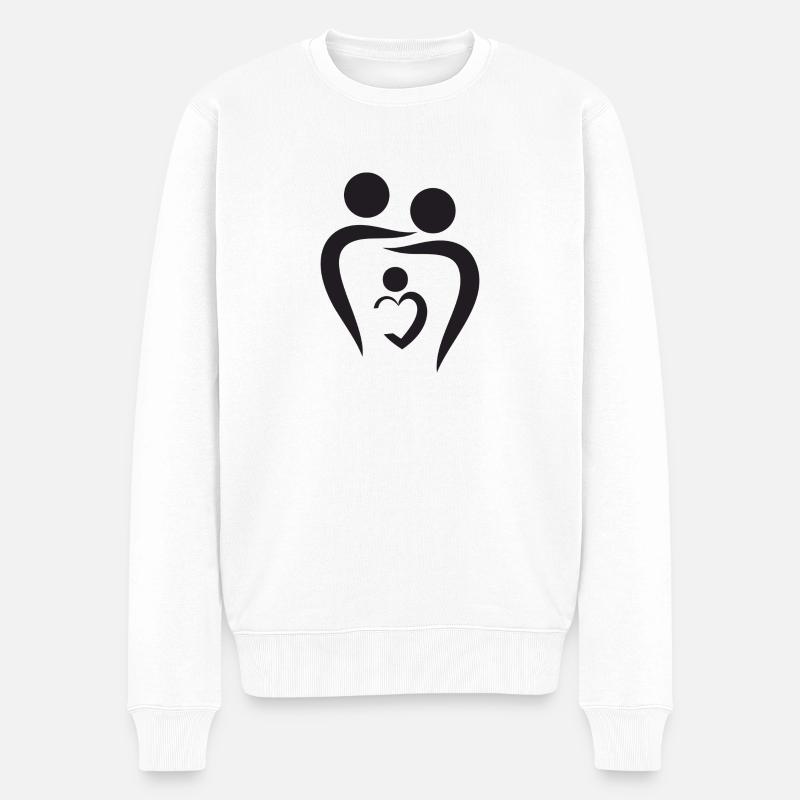Familie Kind Mama Papa - Männer Premium Bio Pullover - Weiß